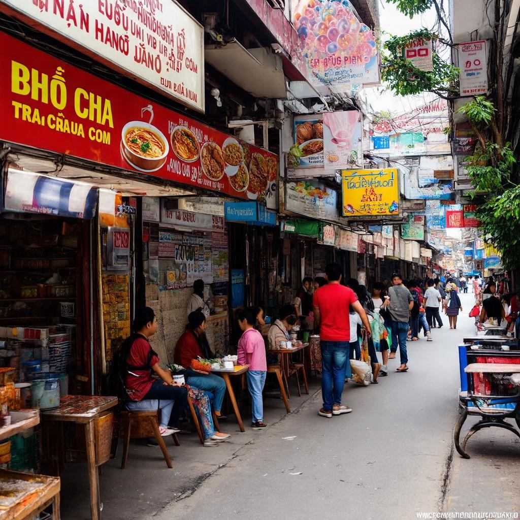 Các quán ăn, nhà hàng đa dạng trên Phố Hoàng Ngân, phục vụ ẩm thực đường phố đến nhà hàng.